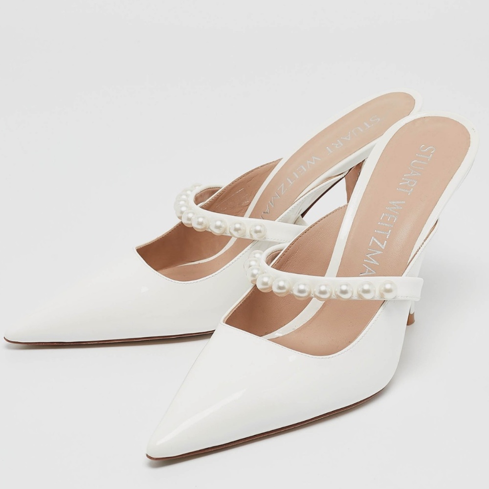 Stuart Weitzman Women's Goldie 100 Pointed Toe Embellished High Heel Pumps